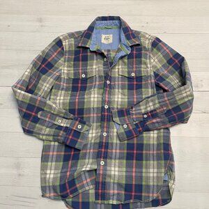 Mini boden kids plaid button‎ down shirt 11/12